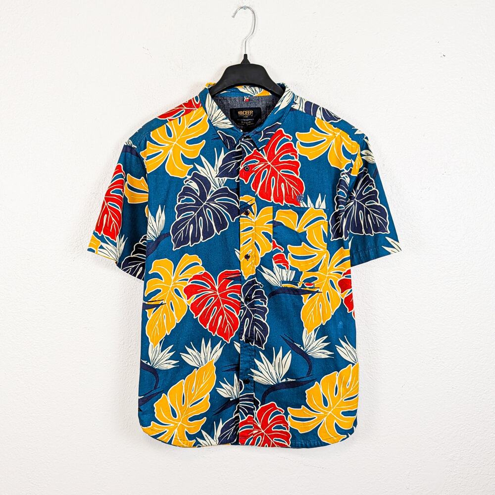 10.DEEP Men's Paradise floral print Short Sleeve shirt XL Cotton